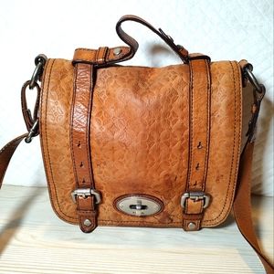 Fossil Tan Leather Crossbody Bag
